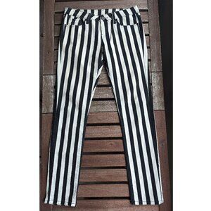💜Black & White Striped Stretchy Jeans